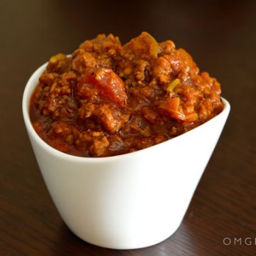 A small cup of chili.