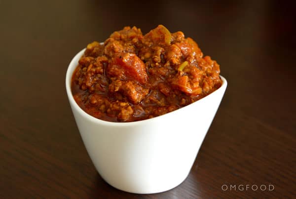 A small cup of chili.