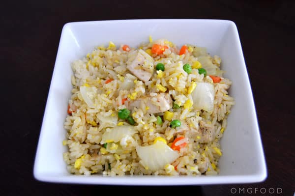 A bowl of fried rice.