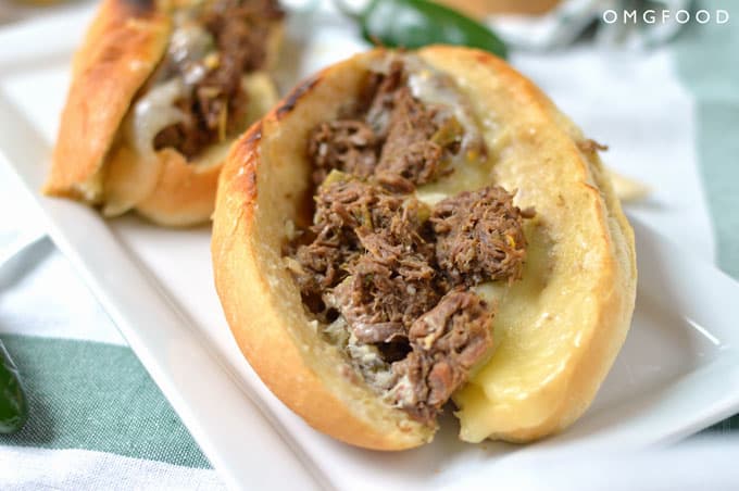 A close up of a shredded beef sandwich.