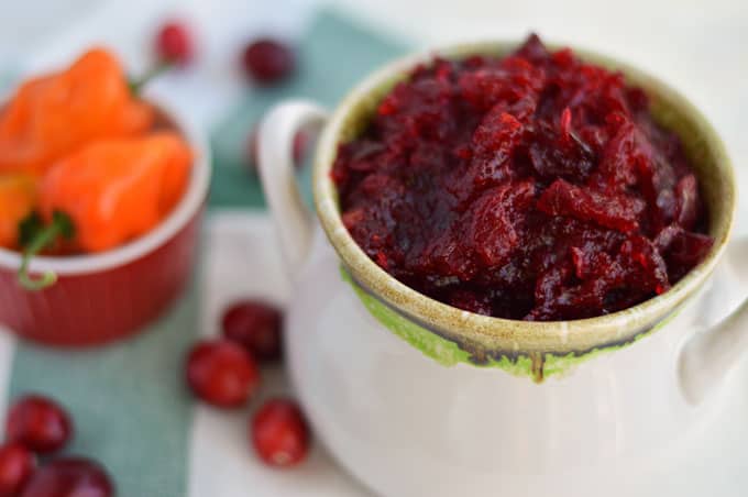 A close up of cranberry jelly in a bowl.