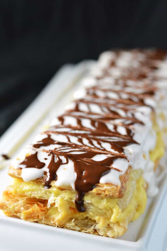 Mille feuille on a platter.