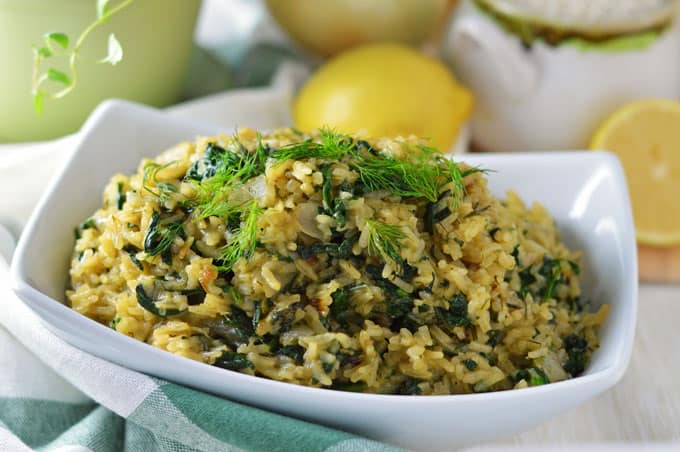 Spanakorizo (Spinach and Rice)