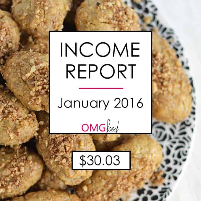 A title image with text that reads\" income report, January 2016, $30.03.\"