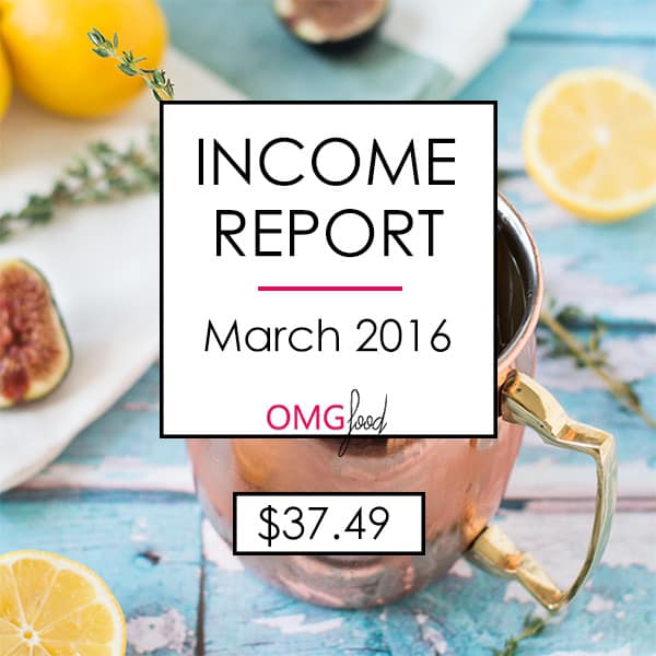 A title photo with text that reads \"income report, March 2016, $37.49.\"