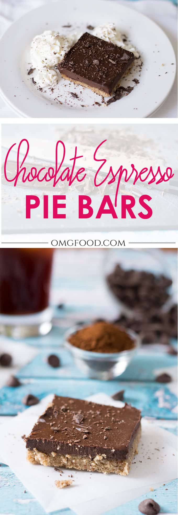 Pinterest banner for chocolate espresso pie bars.