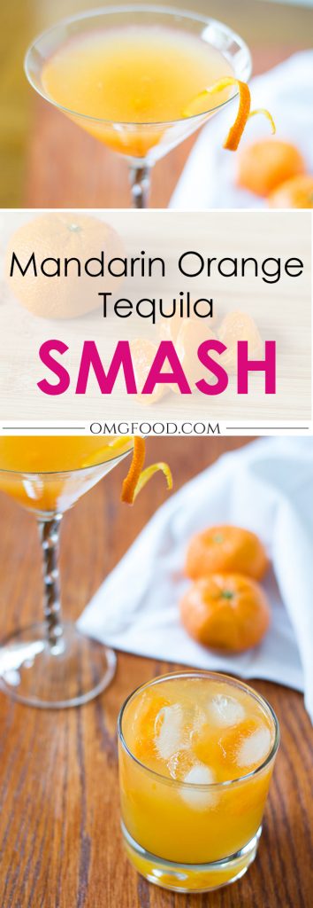 Pinterest banner for mandarin orange tequila smash.