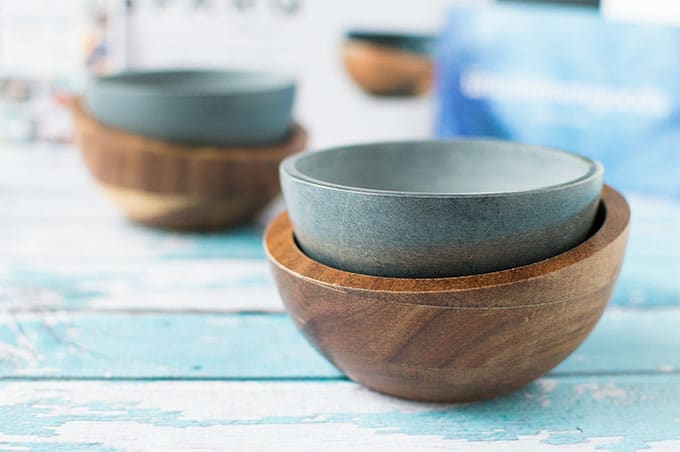 Close up of soapstone bowls.