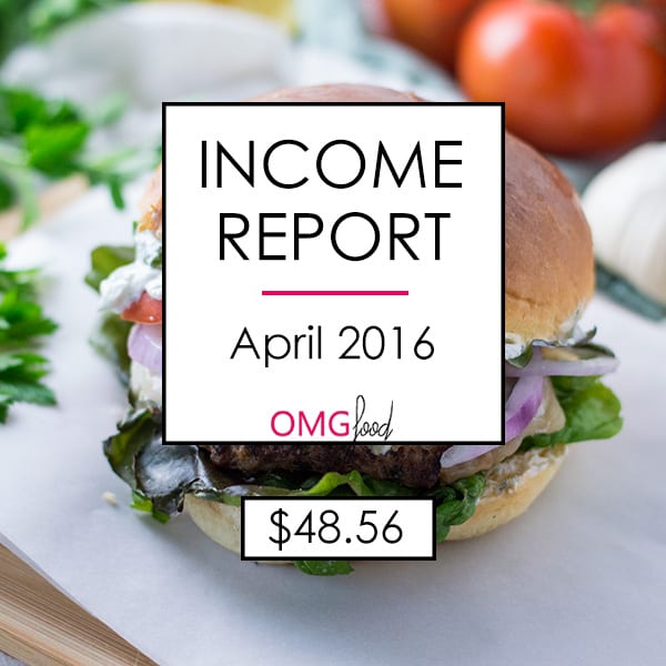 Title image with text that reads "income report, April 2016, $48.56".