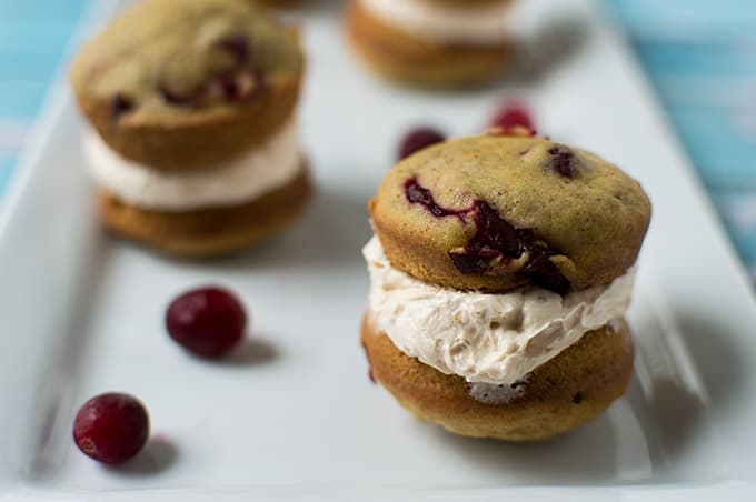 Closeup of pumpkin whoopie pies.