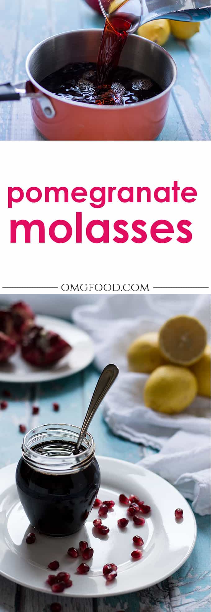 Pinterest banner for pomegranate molasses.