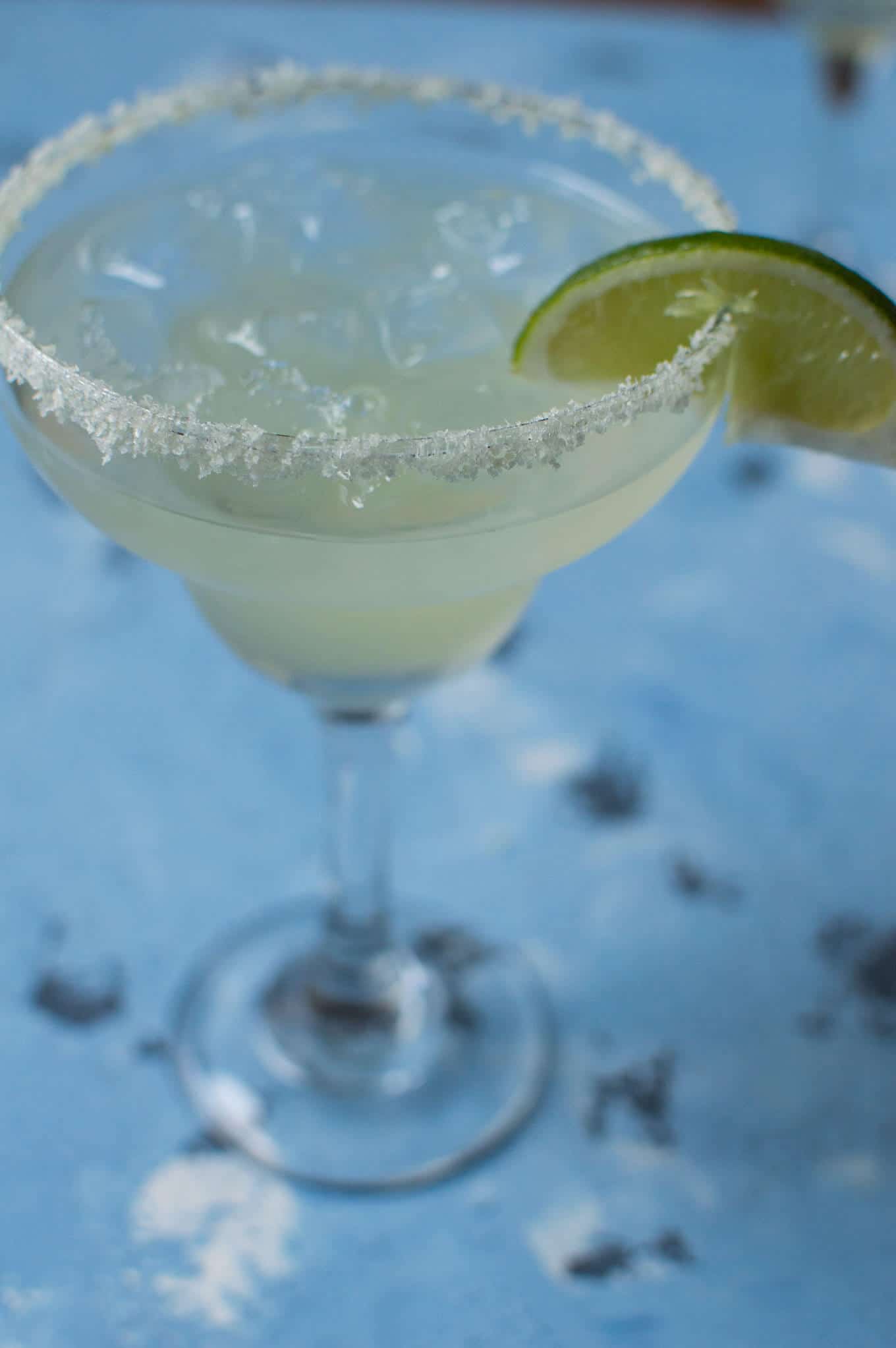 Closeup of margarita in a glass.