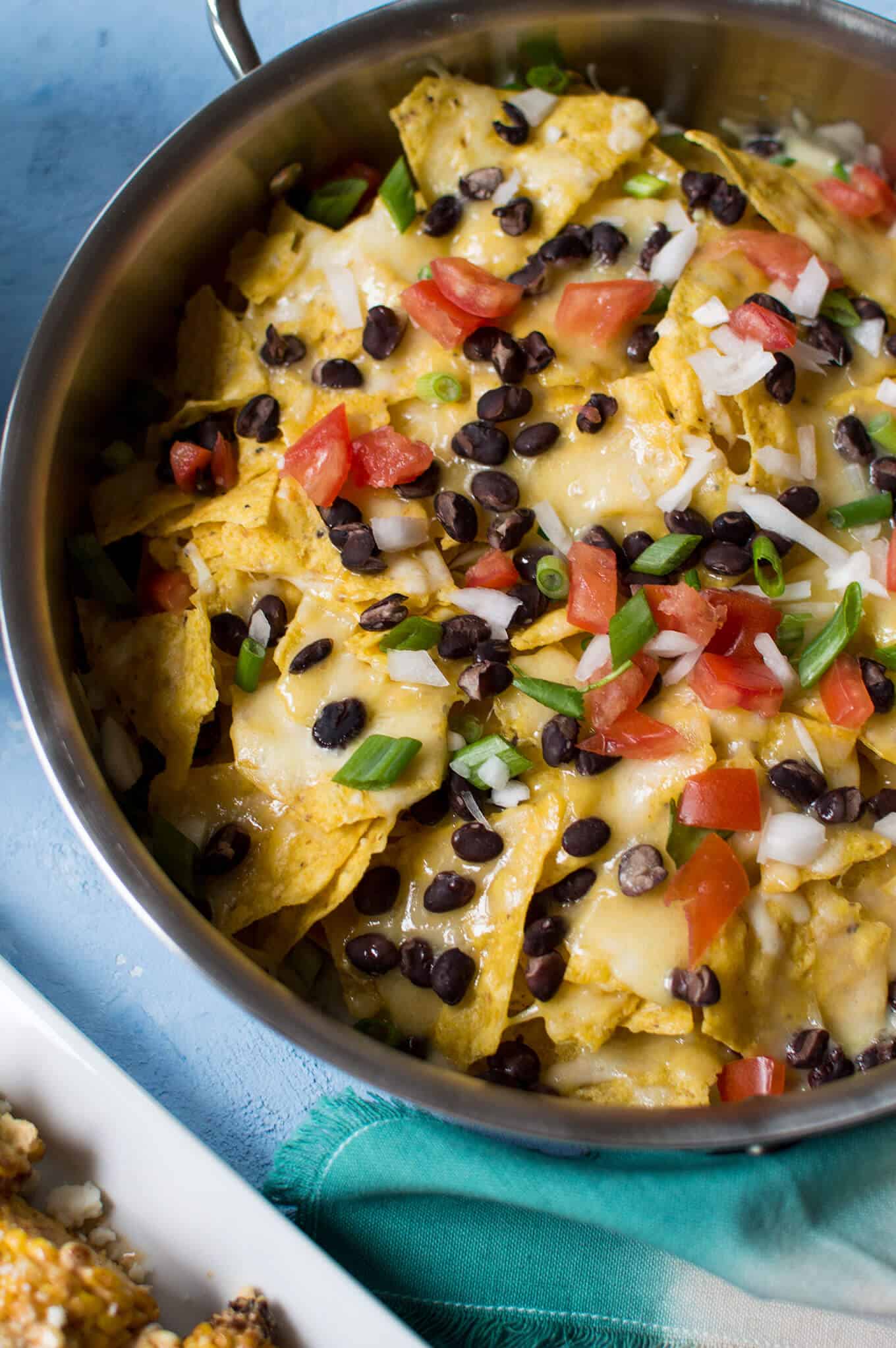 Close up of nachos.