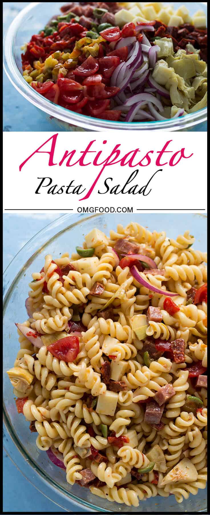 A Pinterest banner of pasta salad.