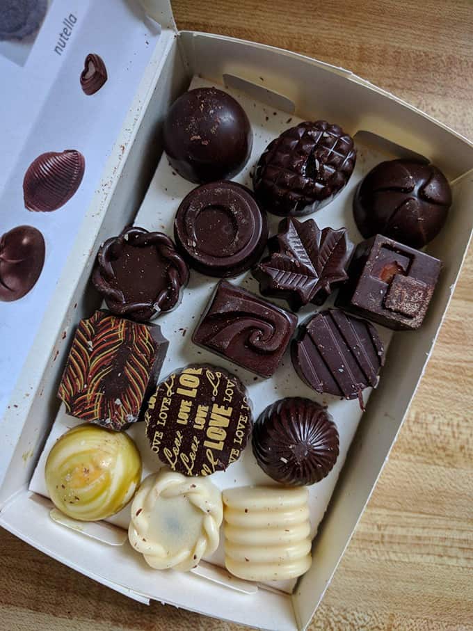 Close up of handmade Trinidadian chocolates.