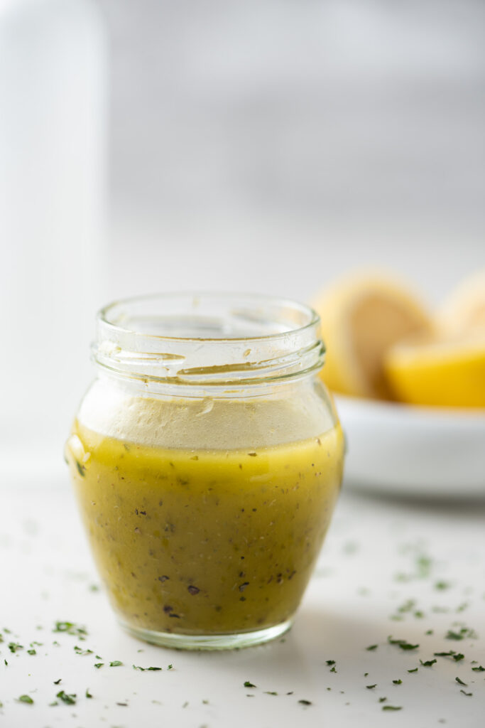 Ladolemono dressing in a jar.